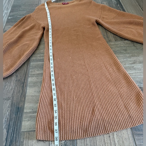 STAUD Marylebone Camel Long Sleeve Crewneck Knit Sweater Dress Size Large - Picture 9 of 11